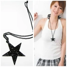 X49 модные ювелирные изделия черный пятиконечная звезда кулон ожерелье для женщин хип-хоп панк длинный свитер ожерелье