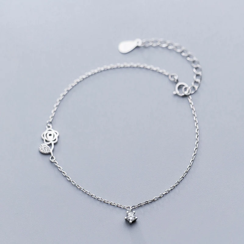 La MaxZa 925 стерлингового серебра Установка цветок браслеты для женщин Мода дамы стерлингового серебра ювелирные изделия женщин браслет простой