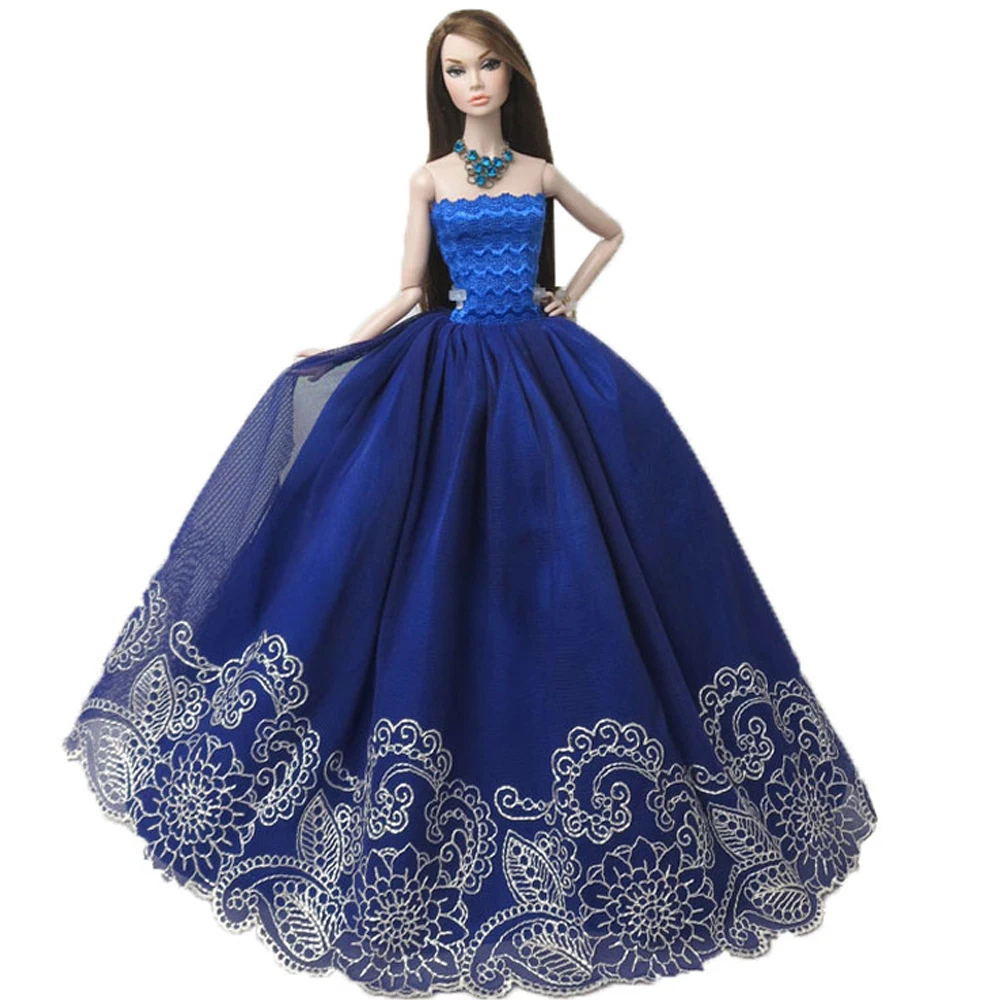 NK One Pcs Doll Princess Wedding Dress Noble Party Gown For Barbie Doll Accessories Handmake Outfit Best Gift For Girl' Doll JJ