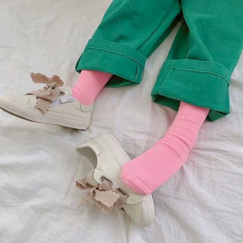 Girls' Soft Shiny Candy Color Knee-Highs Cotton Socks Supper Soft Airy Ribbed Knitted Long Tube Children Girl Student Baby Socks Girls' Soft Shiny Candy Color Knee-Highs Cotton Socks Supper Soft Airy Ribbed Knitted Long Tube Children Girl Student Baby Socks