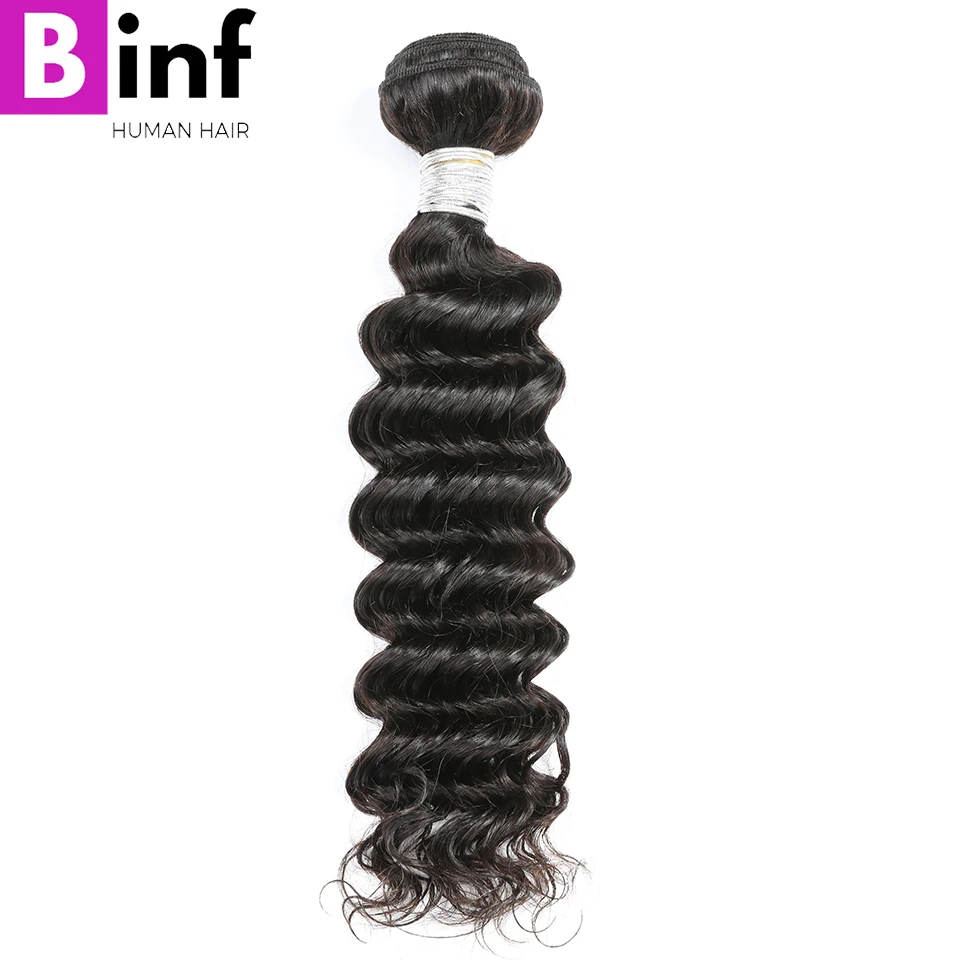 BINF Бразильские глубокие волнистые 100% человеческие волосы, плетение 3 пучка, наращивание волос, не Реми, натуральные цвета, могут быть
