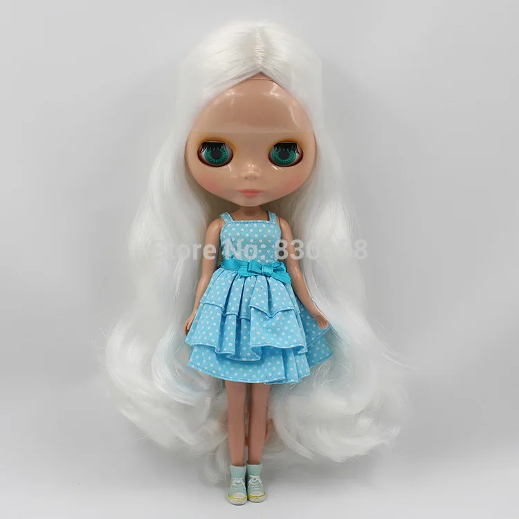 

Dark Skin Nude Doll For Series No.136 WHITE HAIR without bangs