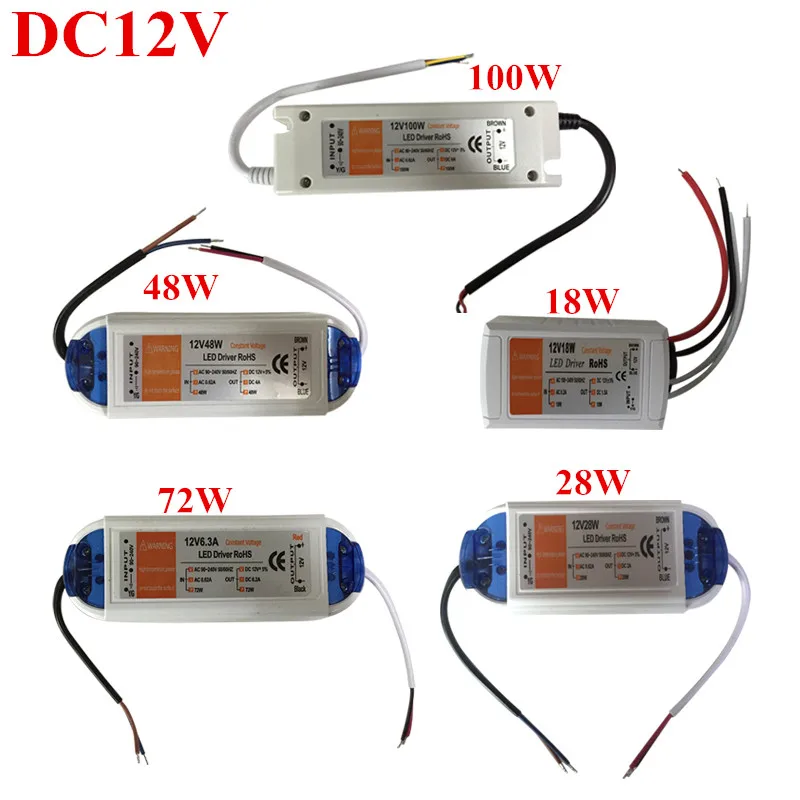 Новый хорошее качество компактный светодиодный драйвер Питание трансформатор DC12V 18 W-100 W
