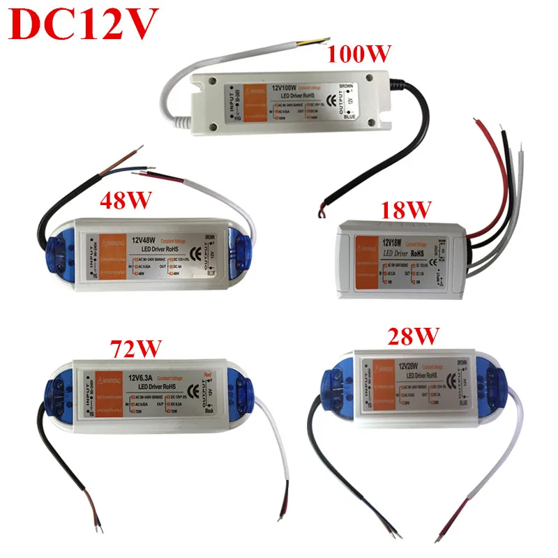 

2020 NEW Good quality Compact Various wattages LED Driver Power Supply Transformer DC12V 18W-100W