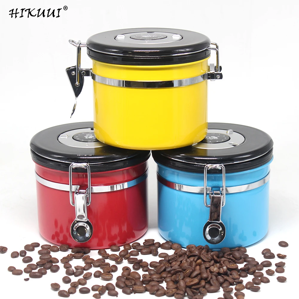Coffee Jar Coffe Beans Container Stainless Steel Airtight Coffee Tea Canister Time Exhaust Valve Coffee Caddies Kitchen Bar Tool Storage Bottles Jars Aliexpress