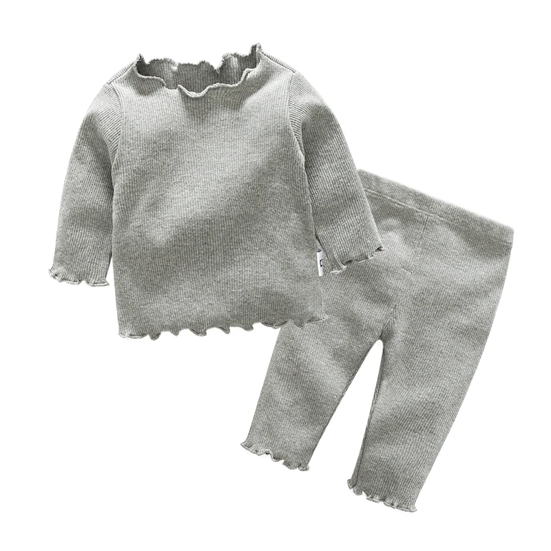 Tem Doger/комплекты одежды для малышей г. Осенне-зимняя одежда для новорожденных мальчиков и девочек детский вязаный однотонный топ и штаны комплект одежды из 2 предметов