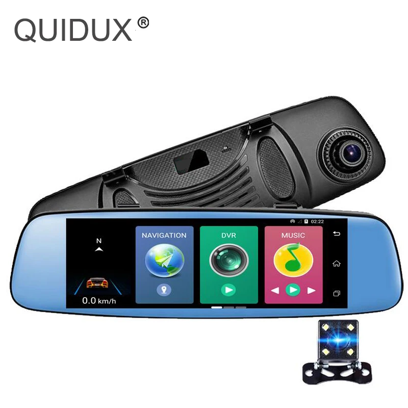 QUIDUX 4 г Видеорегистраторы для автомобилей 1080 P 7,84 "Touch Android-зеркало заднего вида навигатор Full HD видео Камера Регистраторы ADAS два объектива Wi-Fi