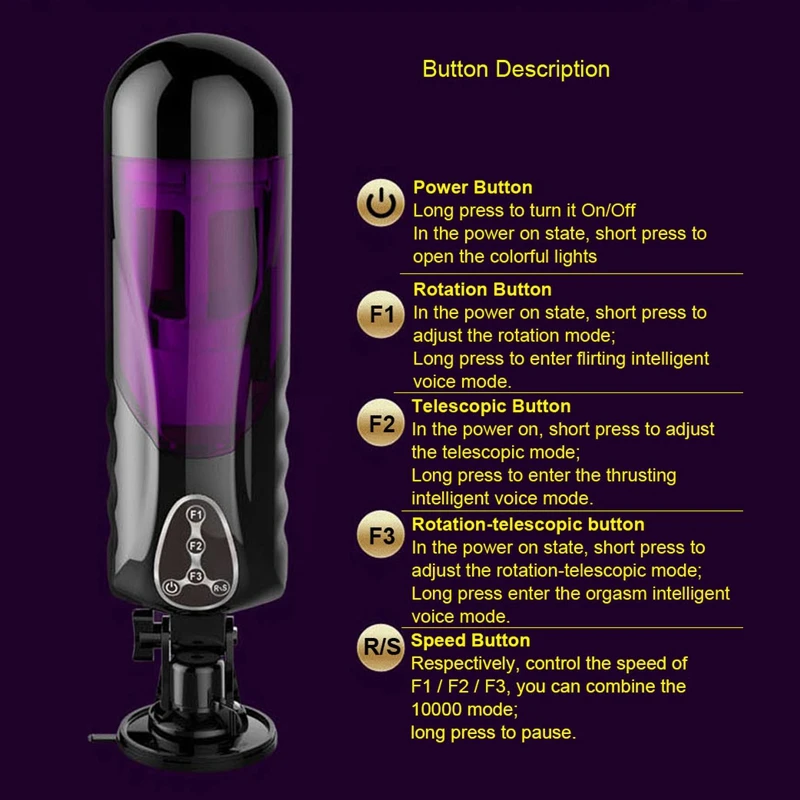  Electric Piston Male Masturbator Automatic Telescopic 10 Kinds Vibration Rotation Smart Voice Mastu - 4000299507370