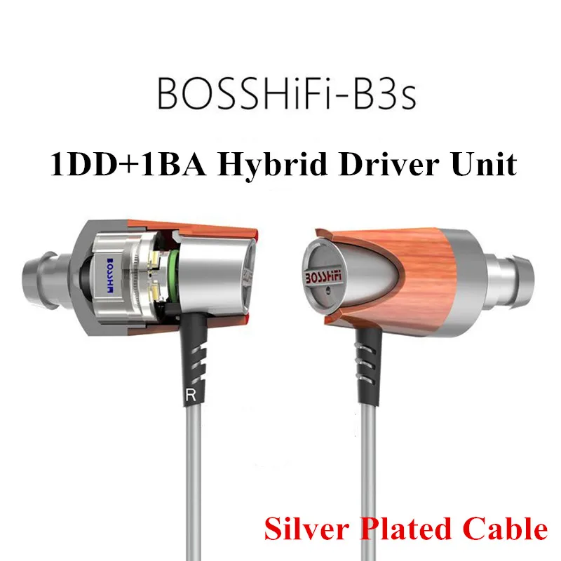 

BLON BOSSHiFi B3S Customized Hifi in Ear Earphone & Headphones DJ Monitor Dynamic and Armature Headset w/ Silver Plated Cable
