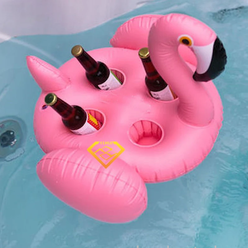 4Pcs Flamingo Rare Float Cup Holder Inflatable Coasters Pink For Swimming Pool 