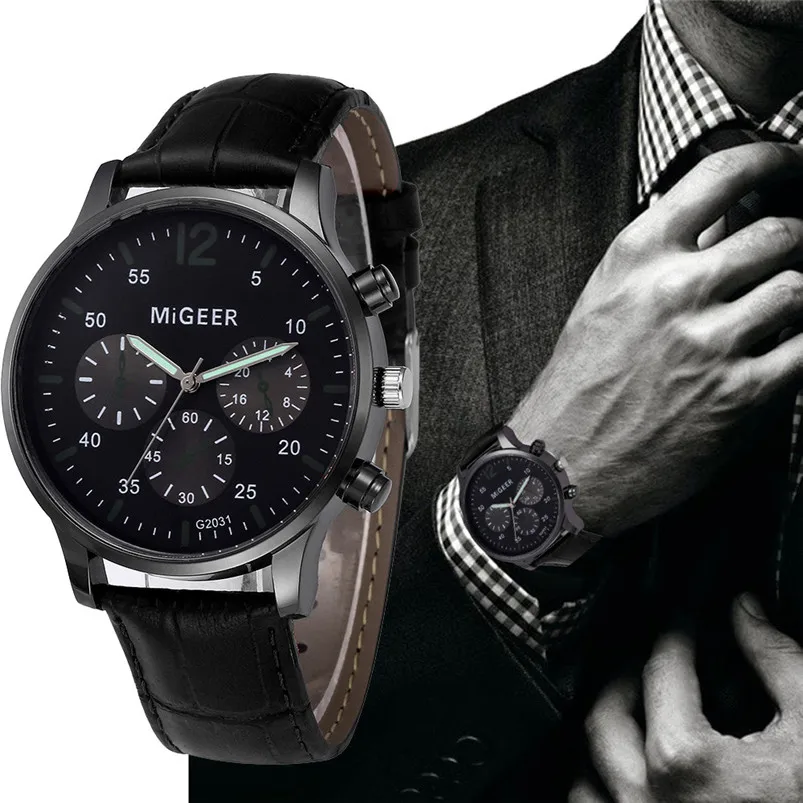 Fashion Simple Men Watch casual Retro Design Leather Band Analog Alloy Quartz WristWatch Male Hour Clock Zegarki Meskie 3M29#N (2)