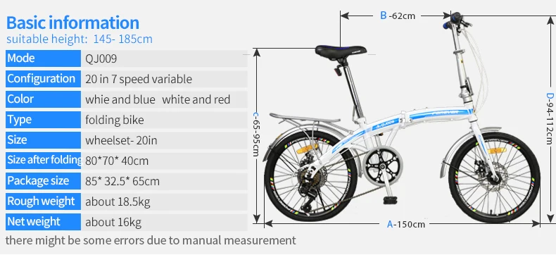 Best Folding Bike High Carbon Steel Road Bike Frame Double Disc Brake Bicycle Frame Folding Cycle Lightweight BMX Bike 20inch 7 Speed 3