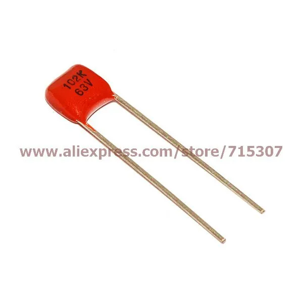 polypropylene film capacitor cbb 63v 102 1nf 1000pf 5mm