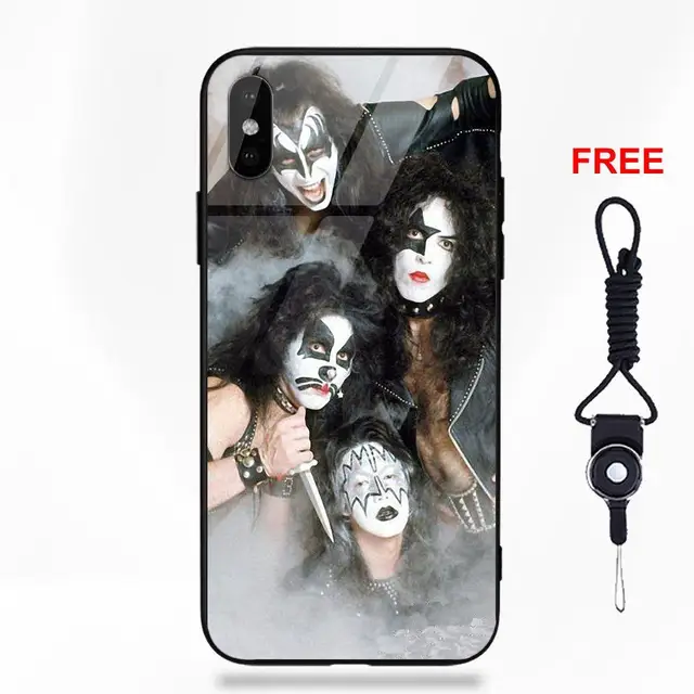 Kiss Rock Band Usa Soft TPU Frame Tempered Glass Best Cases For Apple