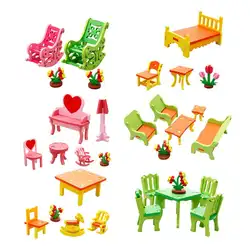 Деревянный 3D Puzzle игрушки Миниатюрная модель Мебель для дома головоломки стул/стол DIY сборки головоломки для развитие ребенка способность