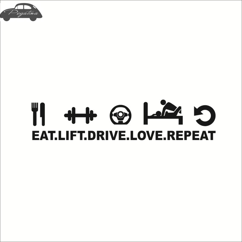 Pegatina Sex Girl Eat Lift Drive Love Repeat Funny Decal Beauty Funny Car Sticker Window Rear Glass Motorcycle Car Decor