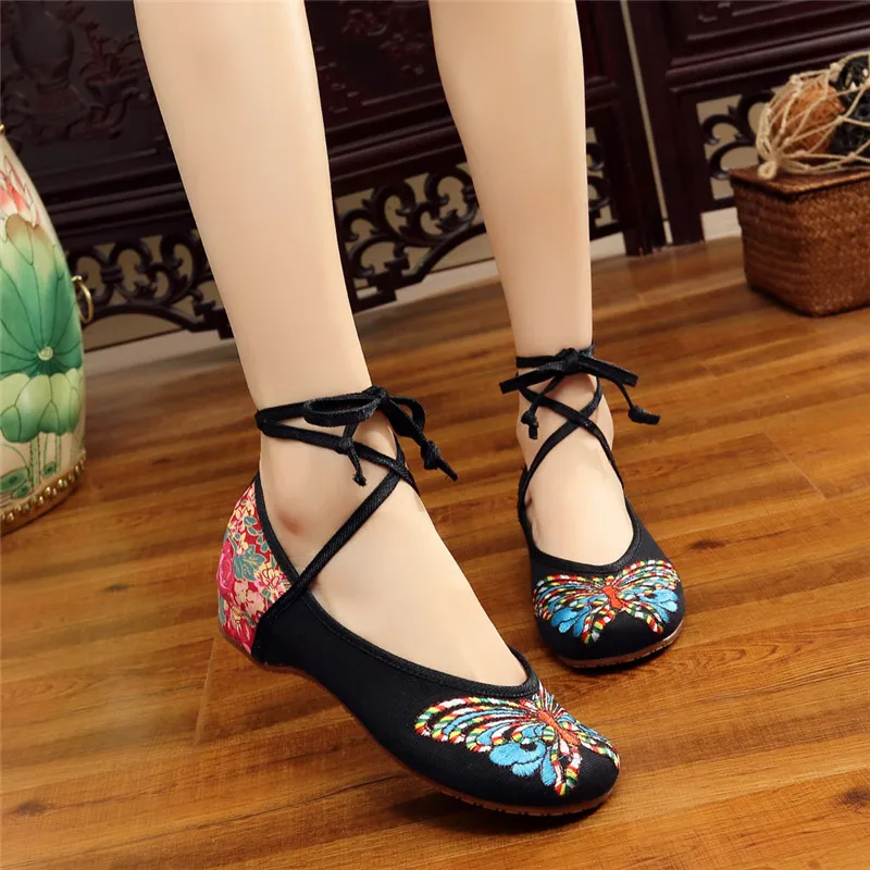 Zapatos Lacent rouge Vieux Broderie Noir Pékin Mujer Appartements Femme blanc Danse Papillon Ballet Doux Casual Planos Chaussures Femmes 07wfqaU7