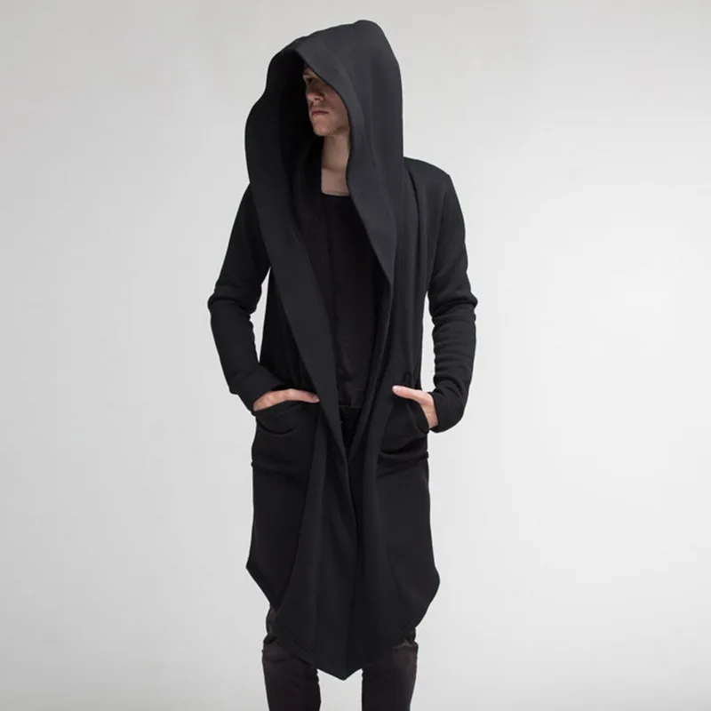 

MJARTORIA 2019 Male Hooded Sweatshirts Black Long Pattern Mantle Hoodies Fashion Jacket long Sleeves Coats Outwear Hot Sale
