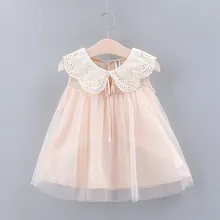 Милое платье для маленьких девочек Однотонные вечерние платья принцессы из тюля с кружевным бантом, одежда розовое и белое платье для малышей, bebek elbise robe bebe