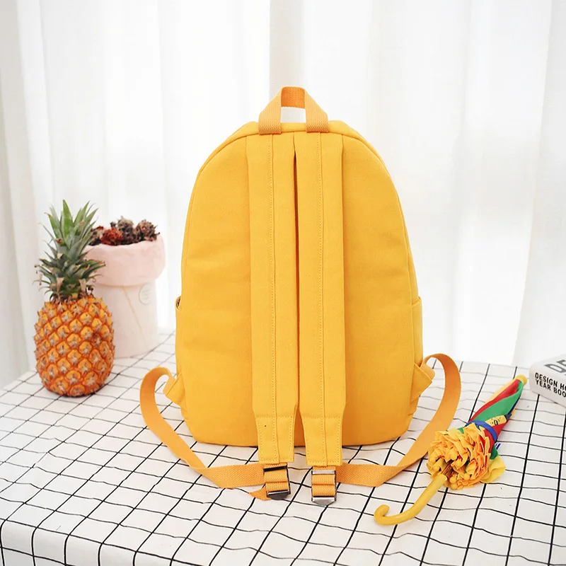 Moon Wood High Quality Canvas Printed Heart Yellow Backpack Korean Style Students Travel Bag Girls School Bag Laptop Backpack