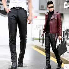 M-5XL Горячая Новинка весна осень мужские корейские модные мотоциклетные кожаные брюки повседневные брюки большие размеры Мужские Сценические костюмы одежда