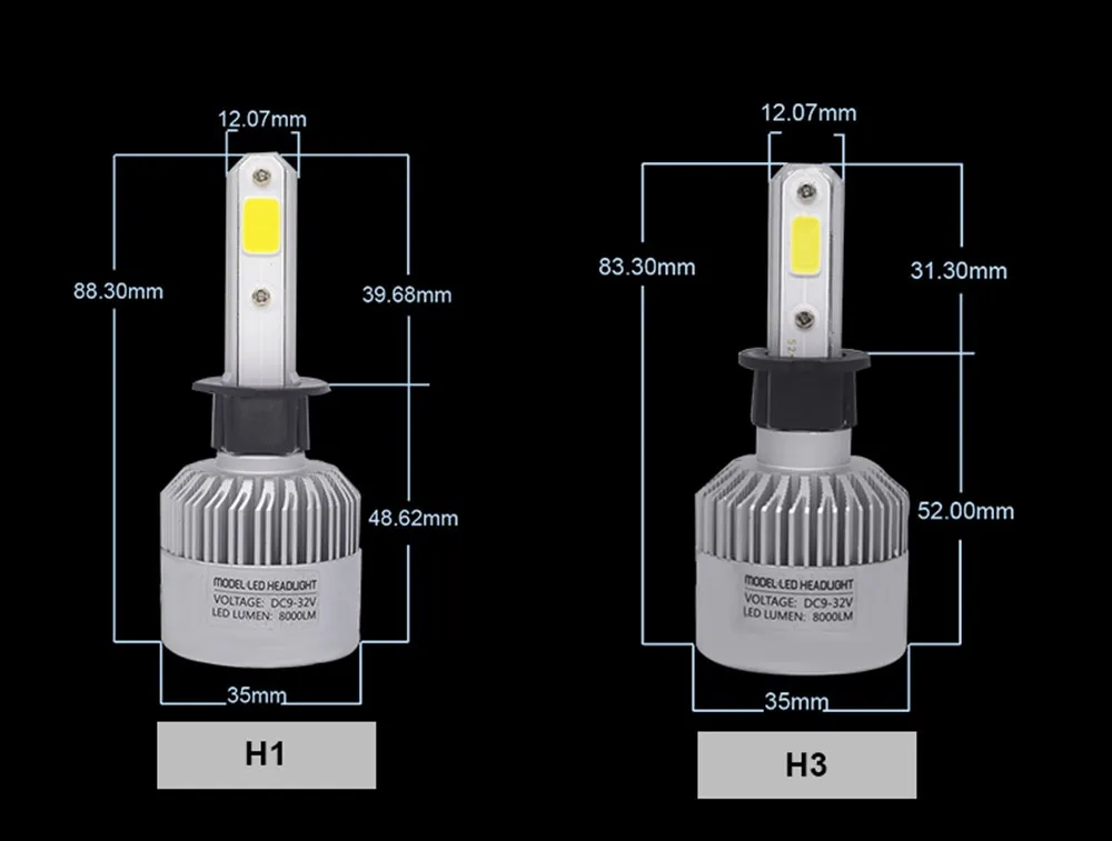 Yhkoms 2 предмета H7 светодиодный H4 H8 H11 9005 9006 HB3 HB4 H1 H3 H9 880 881 H27 9004 9007 h13 автомобиль Фары для авто светодиодный светильник 6500 К 12 В