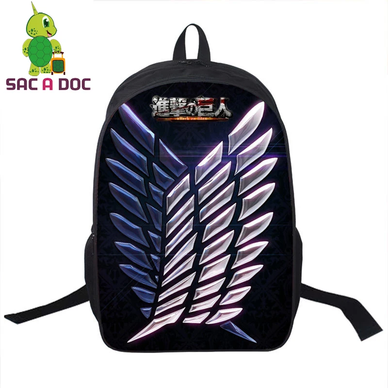 

Women Men Anime Attack on Titan Backpack Travel Laptop Backpack Teens Kids Boys Girls Eren Mikasa Levi Armin Printing School Bag