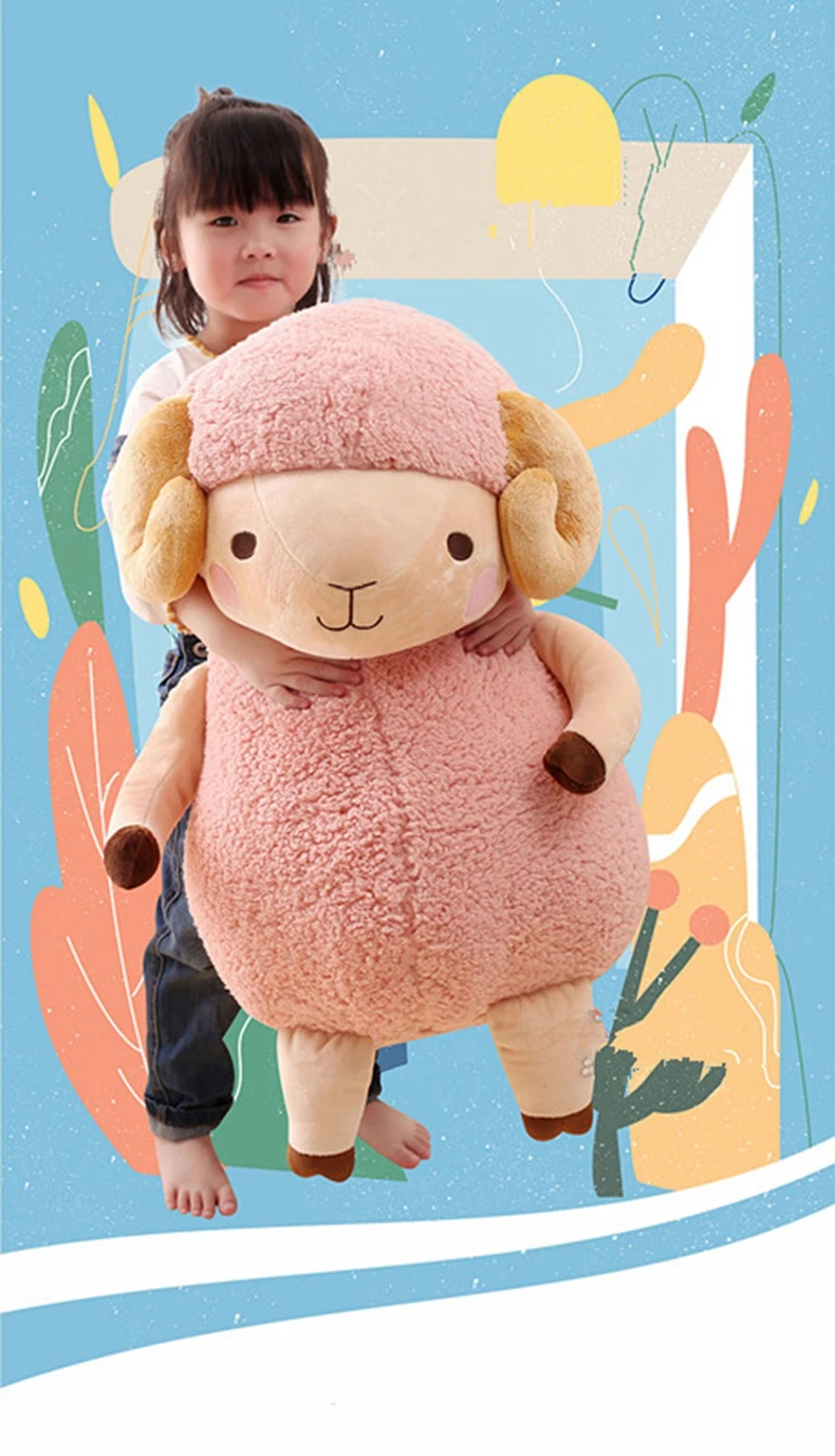 cute goat plush toy kawaii simulation animal sheep soft toy holding sleeping doll alpaca doll for children's gift 26inch 65cm DY50688 (6)