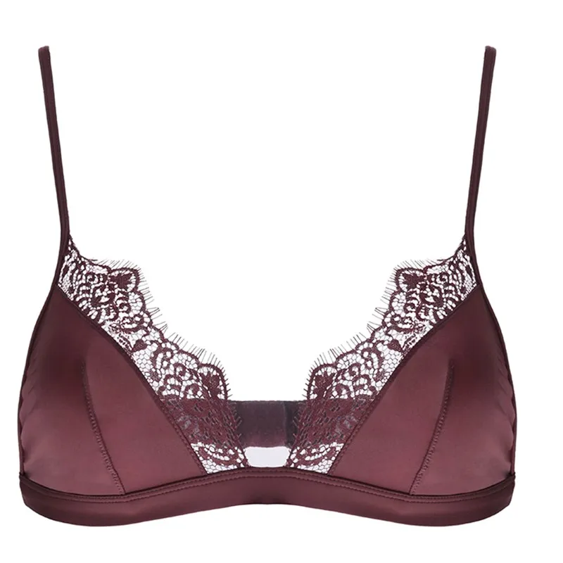New sexy Satin Bra ultra-thin Wireless Bralette lingerie Lace 3/4 cup Women Brassiere underwear female Soft Comfortable top bras