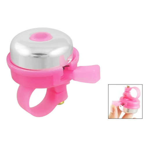 

Bike Bicycle Bell Ring Round Pink Silver Tone Plastic Metal Sound Alarm