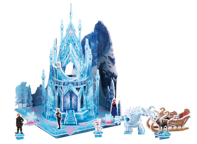 

cartoon puzzles snow Princess Aisha Anna stereo scene Puzzle decoration toys children's Day Girl's gifts
