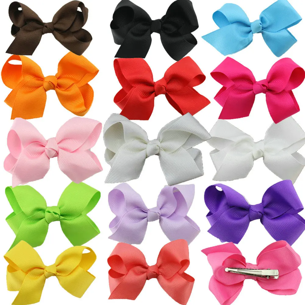 15pcs/pack kids girl grosgrain ribbon bow hair clips alligator clip