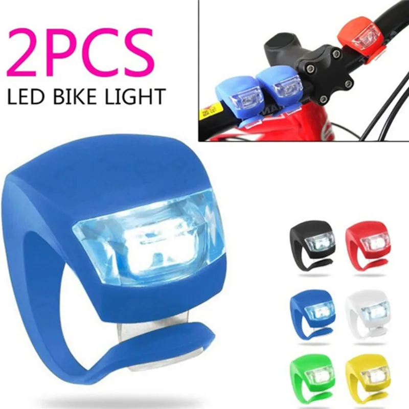

2Pcs Waterproof Silicone Bicycle Bike Cycle Safety LED Head Front & Rear Tail Light Set
