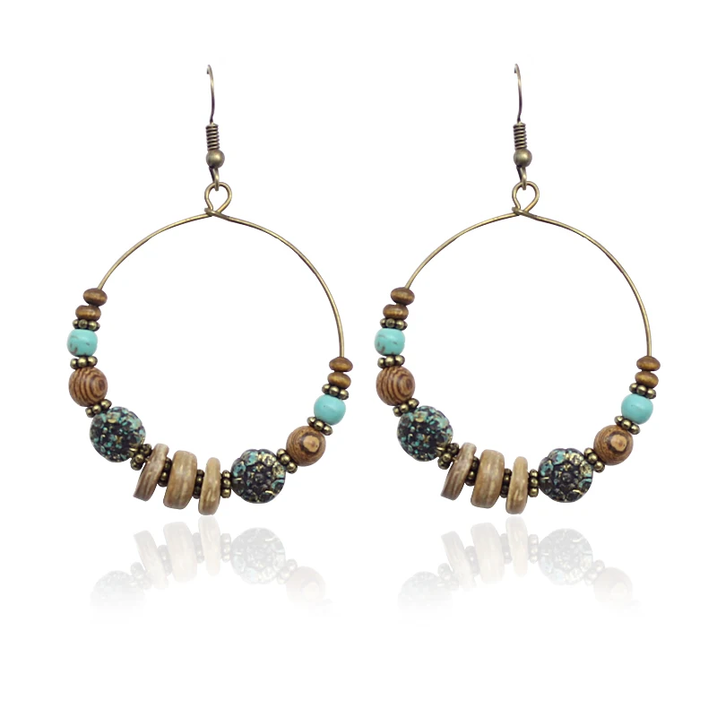 

New Exaggerated Big Ring Multicolor Tiny Beads Earrings Bohemian Ethnic Earrings Jewelry For Women Boho Beach Holiday Jewelry