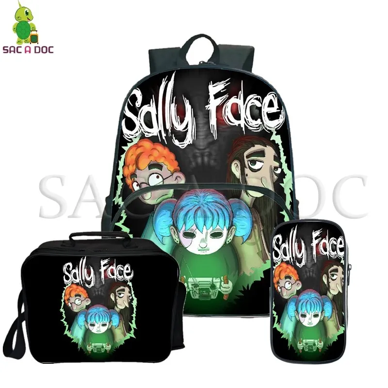 Рюкзак Sally Face 3 шт./компл. для девочек и мальчиков подростков школьный рюкзак с