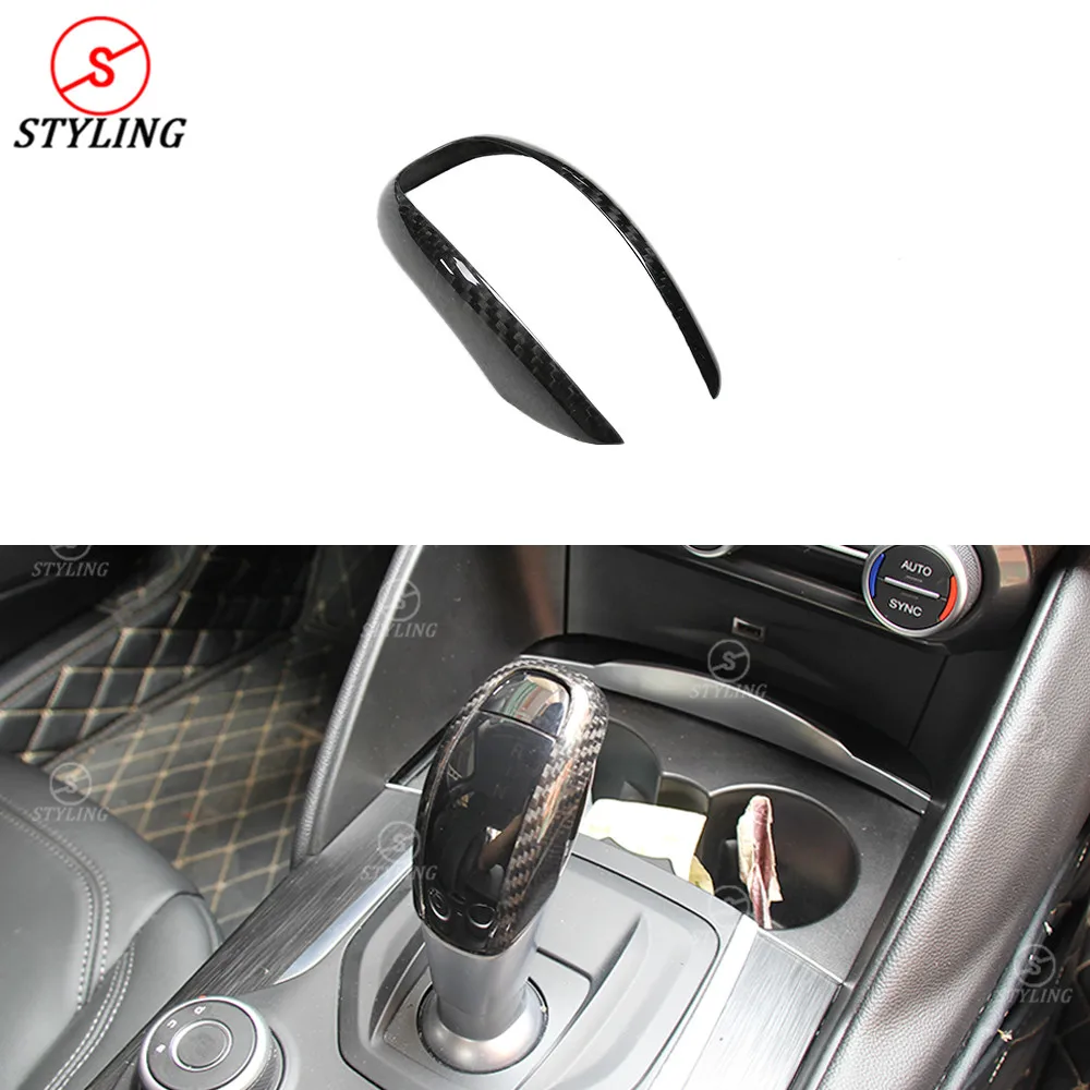 Control shifter knob cover For Alfa Romeo Carbon Fiber Gear shift knob cover Car Handle Sticker