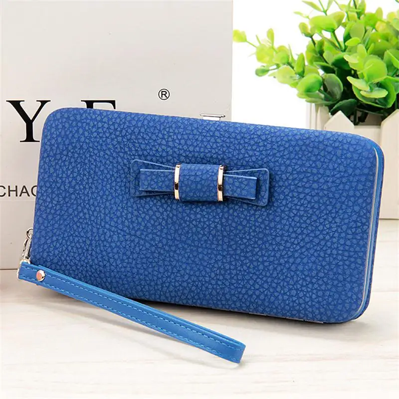 

Purse bow wallet female famous brand card holders cellphone pocket PU leather women money bag clutch women wallets.