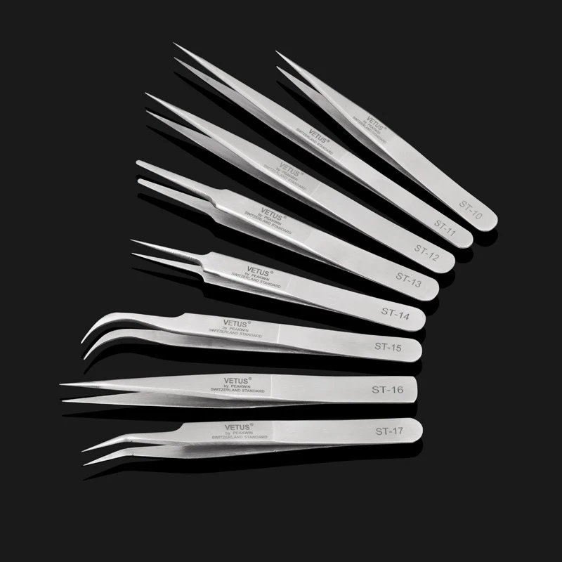 8pcs/set Vetus Switzerland Tweezers Precision Stainless Steel Diy ...