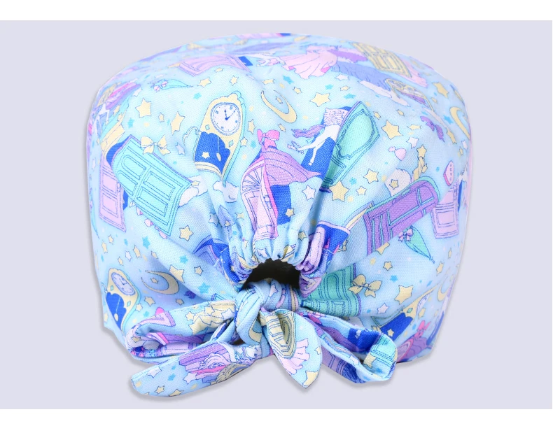 Blue Unicorn Pattern Medical Nurse Scrub Hats Surgical Caps OR Work Cap Cotton Sweatband Dentist SPA Work Skull Cap