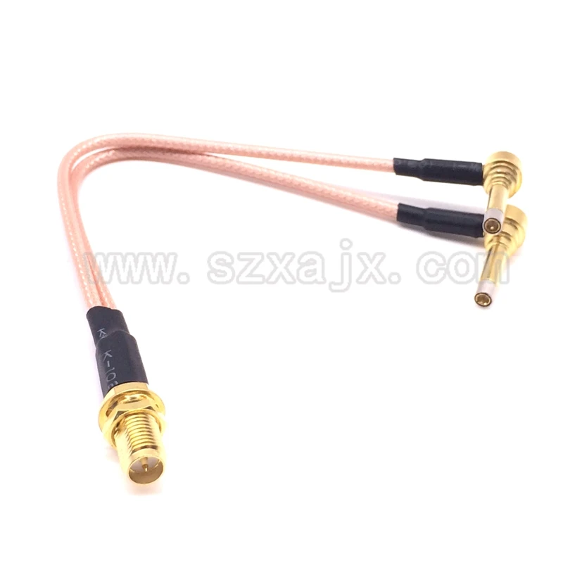 RP-SMA female to Y type 2X MS156 male Splitter Combiner cable pigtail RG174 6"