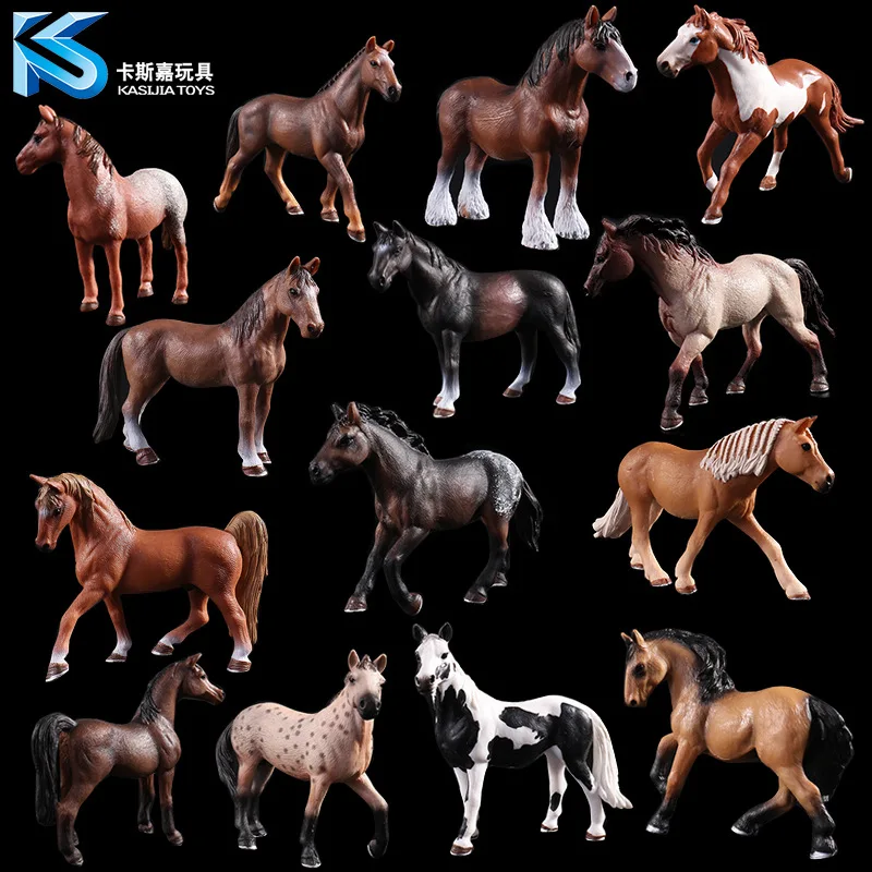 Children's hand-made wild animal model solid simulation children's toys 14 optional white horse purebred horse black horse toy