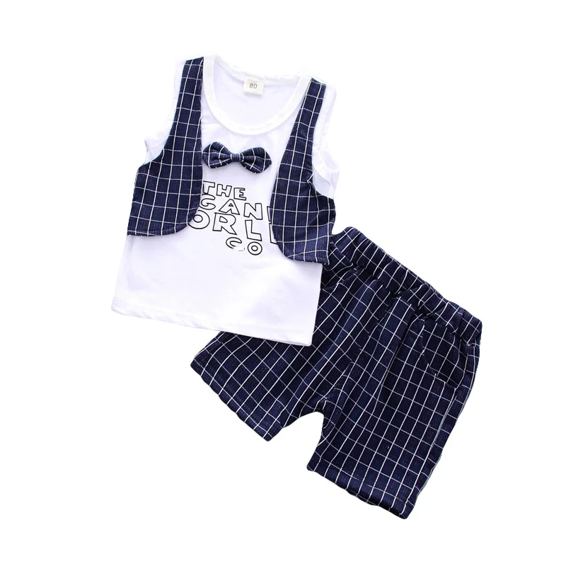 

Kids Clothes For Boys Sport Suit 2019 Summer Toddler Boys Clothes Gentleman T-shirt+Shorts 2pcs Outfits Children Clothing Sets