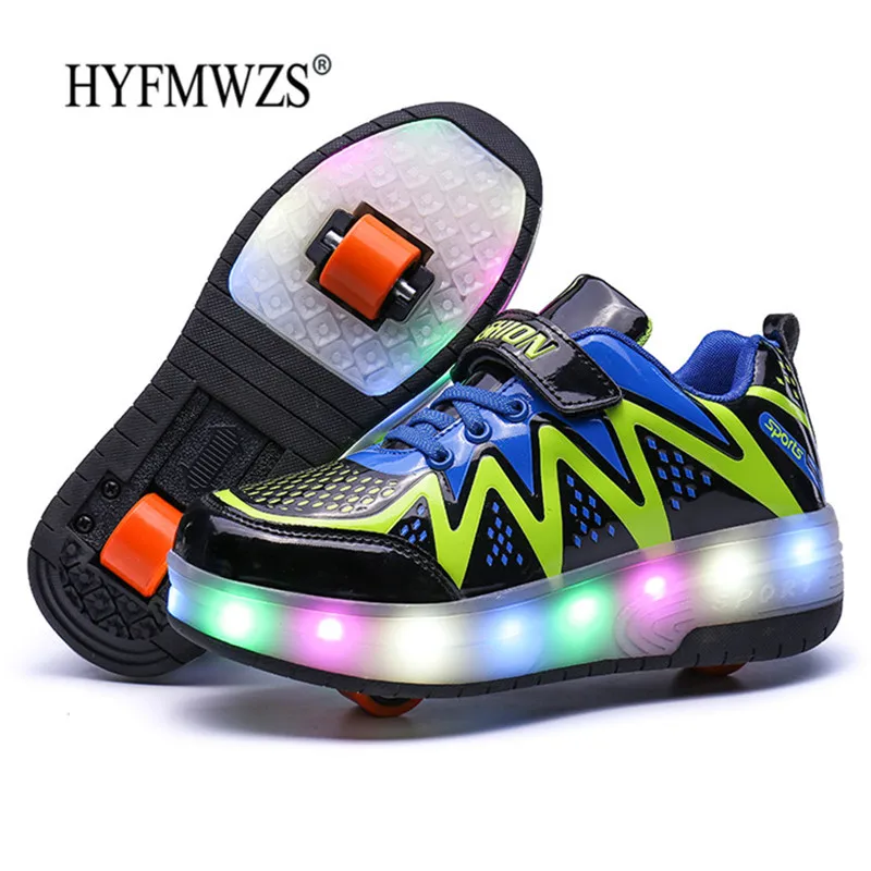 HYFMWZS детская обувь Heelys модные дизайнерские съемные одноколесные ролики двухколесный светодиодный Heelys обувь детские коньки