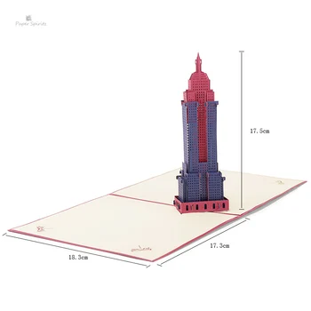 

PAPER SPIRITZ Empire State Buildin Cards 3D laser Cut Paper Love Pop Up Card with Envelope Invitations Greeting Happy Invitation