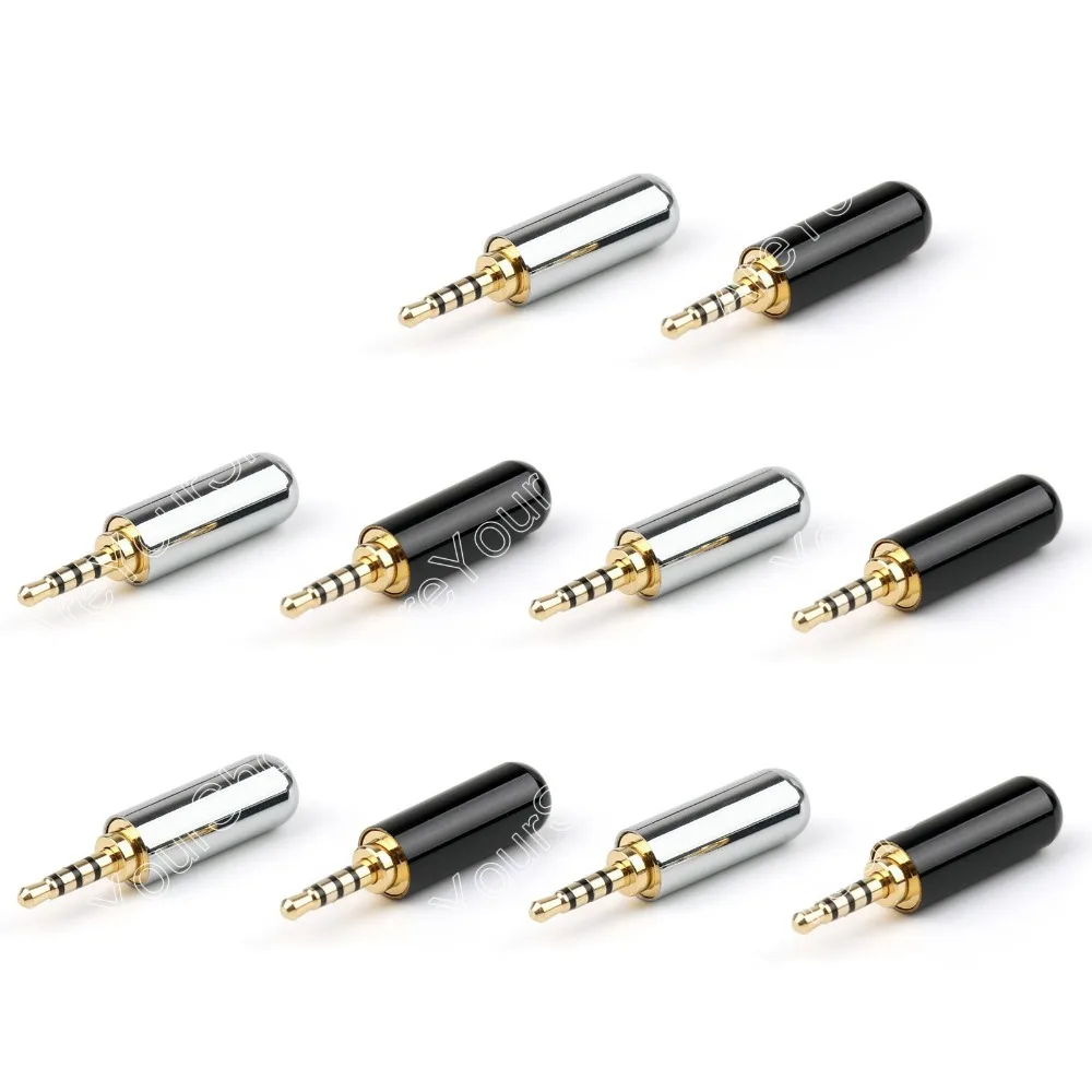 

Areyourshop 10 Pcs Copper 4 Pole Conductor 2.5mm Solder Connection Plug Jack Adapter Connector