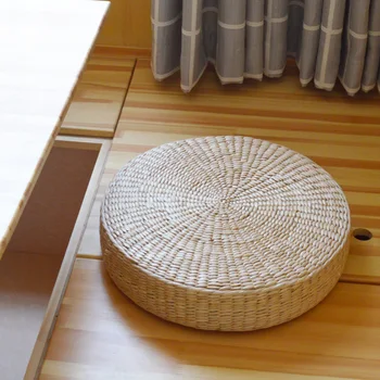 

40cm Tatami Round Straw Weave Cushion Handmade Floor Cushions Futon Seat Mat