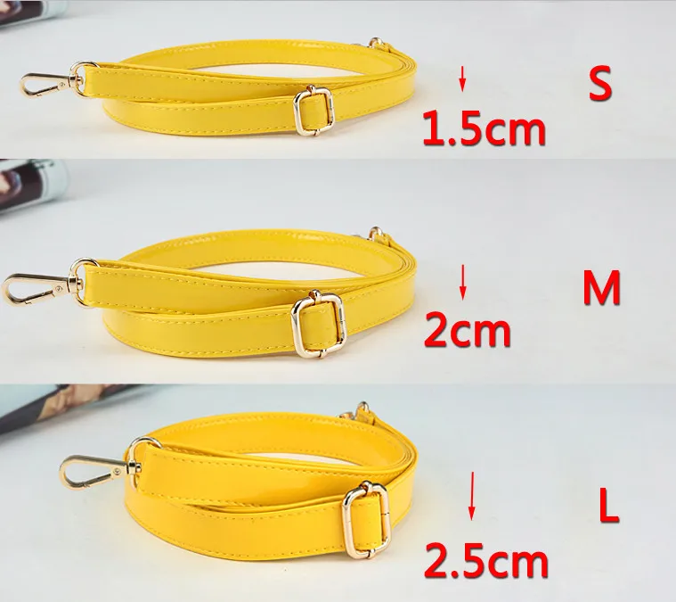 4 металлических цвета! Регулируемый сменный плечевой ремень из искусственной кожи, ремешки для сумок, ремней, 3 размера - Цвет: Yellow