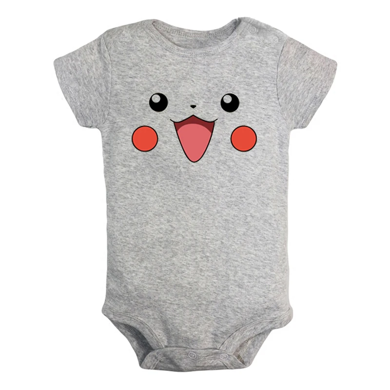 Мультфильм Покемон покебол Pikachu Пикачу лицо дизайн новорожденных мальчиков и девочек униформа-комбинезон с принтом для младенцев - Цвет: JbBaby081GD