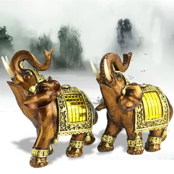 

European style home decorations creative gifts resin crafts lucky town house elephant Decoration set