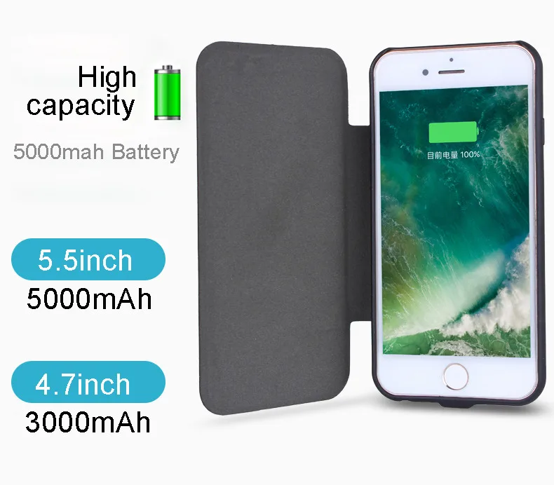 

Luxury 3000mah Solar powerbank Panel Power Case For iPhone 8 7 6 4.7inch Battery Backup Charger Cover for iphone6 7 8